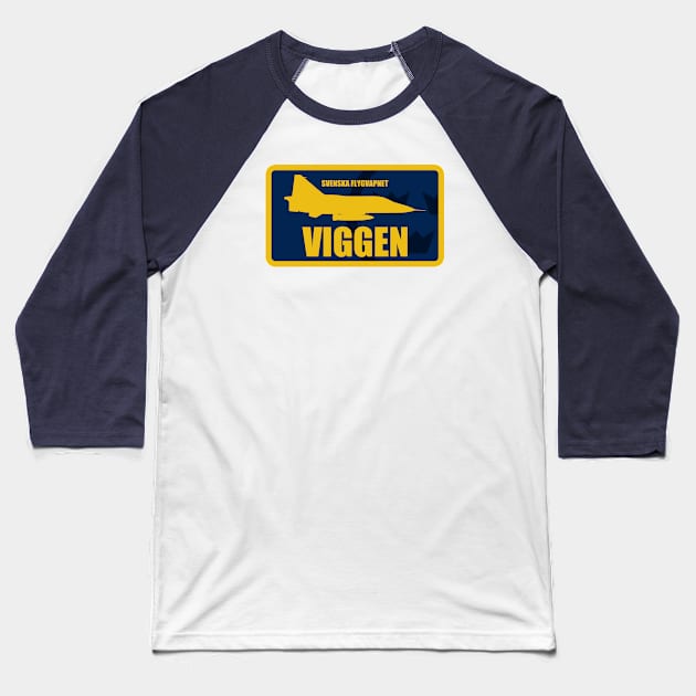 Swedish Air Force Viggen Patch Baseball T-Shirt by TCP